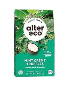 Alter Eco Mint Cr me Truffles 58% Pure Dark Cocoa, Fair Trade, Organic, Non-GMO, Gluten Free Dark Chocolate Truffles 10 Truffles