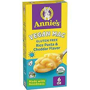 Annie's Vegan Mac Rice Pasta and Cheddar Flavor Dinner with Organic Gluten Free Pasta, 6 OZ Annie's Homegrown Annie's Vegan Mac Rice Pasta and Cheddar Flavor Dinner with Organic Gluten Free Pasta, 6 OZ
