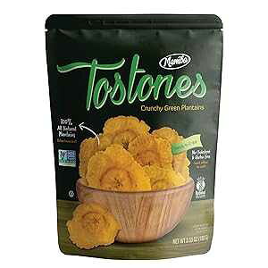 Mambo Tostones, All-Natural Green Plantains Tostones, 3.53 oz unit,1 bag, Plantain Chips, Tostones Chips, Gluten-Free, Only Three Ingredients Tostones