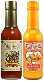 Marie Sharp's SMOKED and PURE MANGO Habanero Pepper Sauce 5oz Combo (Pack of 2)