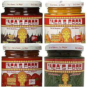 CJY t[h ~bNX Tv[ - AW A}AAW pJAJ^CAAW Rg - (4) 7.5 IX W[ Inca's Food Mixed Sampler - Aji Amarillo, Aji Panca, Huacatay, and Aji Rocoto - (4) 7.5 Oz Jars