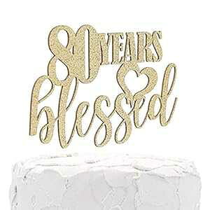 NANASUKO 80 ΂̒aP[Lgbp[ - 80 ΂̂j - ʃOb^[ - v~Ai č NANASUKO 80th Birthday Cake Topper - 80 years blessed - Double Sided Glitter - Premium quality Made in USA