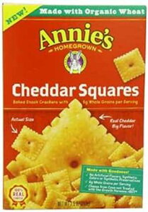 Annie's �I�[�K�j�b�N �`�F�_�[ �X�N�G�A�A�x�C�N�h �`�[�Y �N���b�J�[�A7.5 �I���X Annie's Homegrown Annie's Organic Cheddar Squares, Baked Cheese Crackers, 7.5 oz