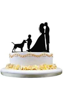 EFfBOP[Lgbp[ - VYƐVwA킢j̎qƌ̃ybg̃ANgbp[t Kaishihui Wedding Cake Topper - Groom and Bride with a cute Boy and Dog pet acrylic topper