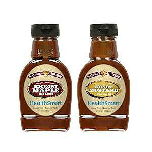 Nature's Hollow HEALTHSMART Honey Mustard and Hickory Maple BBQ Sauce - Low Calorie, Low Carb, Gluten Free, Keto, and Sugar Free BBQ Sauce, Enhance Flavor with Barbecue Sauce 2pack - No Added Sugar