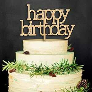 nbs[o[Xf[P[Lgbp[l̒ap[eB[fpȖؐ YAMI COCU Happy Brithday Cake Topper Decor Adult Birthday Party Rustic Wood Decoration Supply