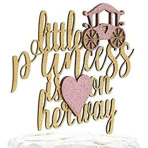 NANASUKO �P�[�L�g�b�p�[ - ���g���v�����Z�X���o���� - ���ʃS�[���h�O���b�^�[�A�x�r�[�s���N�̃L�����b�W�t�� - �v���~�A���i�� �č��� NANASUKO Cake Topper - little princess is on her way - Double Sided Gol