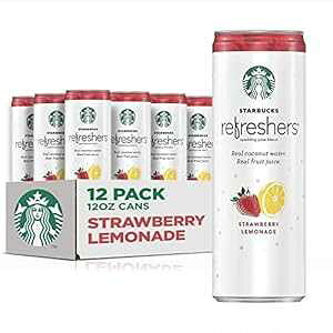 X^[obNXARRibcEH[^[胊tbV[AXgx[l[hA12tʃIXBʁi12pbNj Starbucks - RTD Coffee Starbucks, Refreshers with Coconut Water, Strawberry Lemonade, 12 fl Oz.