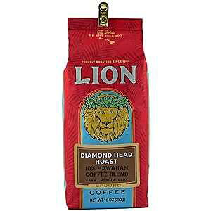 CIR[q[A_Chwbh[XgA10%nCAuhAӁA10IXobO Lion Coffee, Diamond Head Roast, 10% Hawaiian Blend, Ground, 10 Ounce Bag