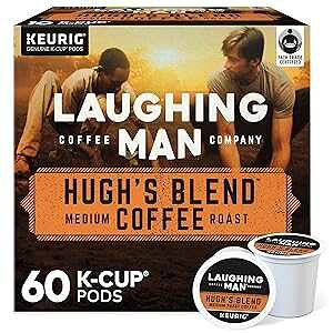Laughing Man Hugh's Blend Keurig Single-Serve K-Cup Pods, Medium Roast Coffee, 60 Count (6 Packs of 10)