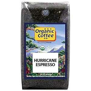 The Organic Coffee Co. Whole Bean Coffee - Hurricane Espresso Roast (2lb Bag), Medium Dark Roast, USDA Organic