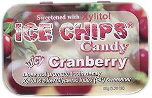 ICE CHIPS LfB ʃNx[LfBA1.76 IX ICE CHIPS Candy Hand Crafted Tin Cranberry Candy, 1.76 Ounce