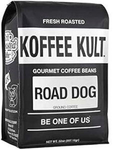Koffee Kult ダークロースト、挽いたコロンビアコーヒー - Koffee Kult の受賞歴のある「ロードドッグ」ブレンド - 32 オンスのフルボディアラビカコーヒー豆 Koffee Kult Dark Roast, Ground Colombian Coffee - K