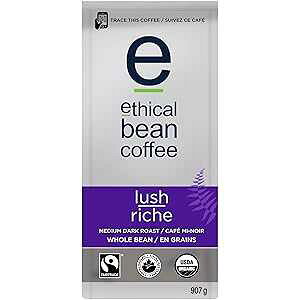 Lush Ethical Bean Coffee: Medium Dark Roast Whole Bean Coffee - USDA Certified Organic Coffee, Fair Trade Certified - 2 lb Bag (908 g)
