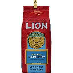 CIR[q[Aw[[ibcACg[XgAӁA10IXobO Lion Coffee, Hazelnut Flavor, Light Roast, Ground, 10 Ounce Bag