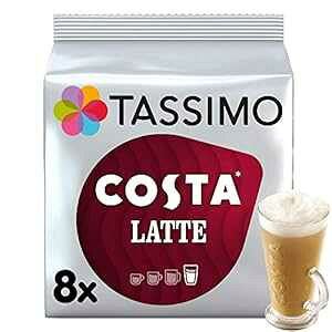 TASSIMO RX^ e 16 8Hi5 v80 40Hj TASSIMO Costa Latte 16 discs, 8 servings (Pack of 5, Total 80 discs, 40 servings)