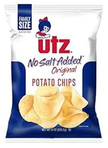 UTZ HY IWi|eg`bvX 9.5IX (4) UTZ No Salt Added Original Potato Chips 9.5 Ounces (4 Bags)