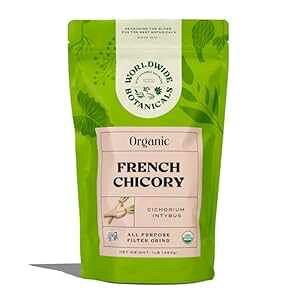 Worldwide Botanicals Organic French Chicory Root - Brew Like Coffee, Blend Roasted Chicory Root With Coffee, Coffee Alternative, Acid Free, Caffeine Free, Kosher - 1 Pound