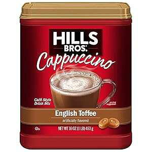 Hills Bros. Instant Cappuccino Mix - Easy to Use and Convenient - Frothy and Decadent with a Buttery English Toffee Flavor (16 Ounces, Pack of 1)