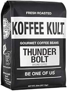 R[q[Jg T_[{g OEhR[q[At`[Xg RrAEl[Xg - 32IX Koffee Kult Thunder Bolt Ground Coffee, French Roast Colombian Artisan Roasted - 32 ounce