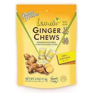 プリンス・オブ・ピース ジンジャーチューズ レモン入り、4オンス ? 砂糖漬けのジンジャー ? レモンキャンディ ? レモンジンジャーチュー ? 天然キャンディ ? のためのジンジャーキャンディ
