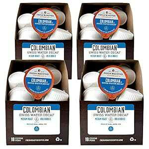 VNȃ[XgR[q[AXCXEH[^[fJtFRrAAR[V[AKJbvΉA72|bh Fresh Roasted Coffee, Swiss Water Decaf Colombian, Kosher, K-Cup Compatible, 72 Pods