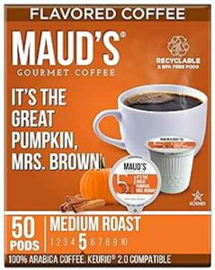 Maud's Pumpkin Spice Flavored Coffee Pods, 50 ct 100% Arabica Medium Roast Coffee Solar Energy Produced Recyclable Single Serve Coffee Pods Compatible with Keurig K-Cup Brewers