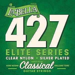 La Bella 427 Elite - Clear Nylon, Silver-Plated Classical Guitar String