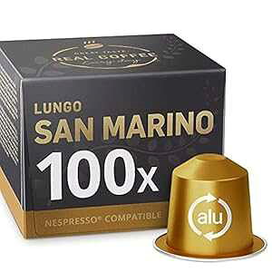 I[KjbN lXvb\݊JvZ 100  - S T}m REAL COFFEE GREAT TASTE. EVERY DAY 100 Organic Nespresso Compatible Capsules - Lungo San Marino