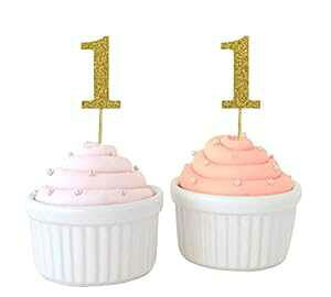 ؂ȂyYA1΂̒aԍJbvP[Lgbp[Aa/LOp[eB[̃fU[gfR[V - 40pbN Darling Souvenir, One First Birthday Number Cupcake Toppers, Birthday/Anniversary Party Dess