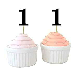 ؂ȂyYA1΂̒aԍJbvP[Lgbp[Aa/LOp[eB[̃fU[gfR[V - 40pbN Darling Souvenir, One First Birthday Number Cupcake Toppers, Birthday/Anniversary Party Dess