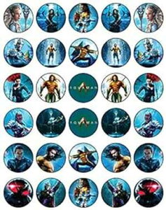 ANA}e[}ɂHpJbvP[Lgbp[ 30  HpP[LfR[VRNV EGn[XV[gŃm[JbgHp Happy Choices 30 x Edible Cupcake Toppers Themed of Aquaman Collection o