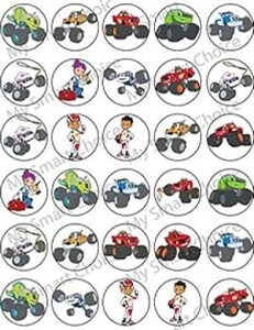 NATURAL BEHAVIOUR 30 x Edible Cupcake Toppers Monster Truck Adventure Inspired Collection of Edible Cake Decorations Uncut Edible on Wafer Sheet