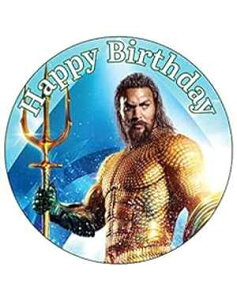 7.5C`̐HpP[Lgbp[ ? ANA}e[}̒ap[eB[RNV̐HpP[LfR[V Happy Choices 7.5 Inch Edible Cake Toppers Aquaman Themed Birthday Party Collection of Edible Cake 