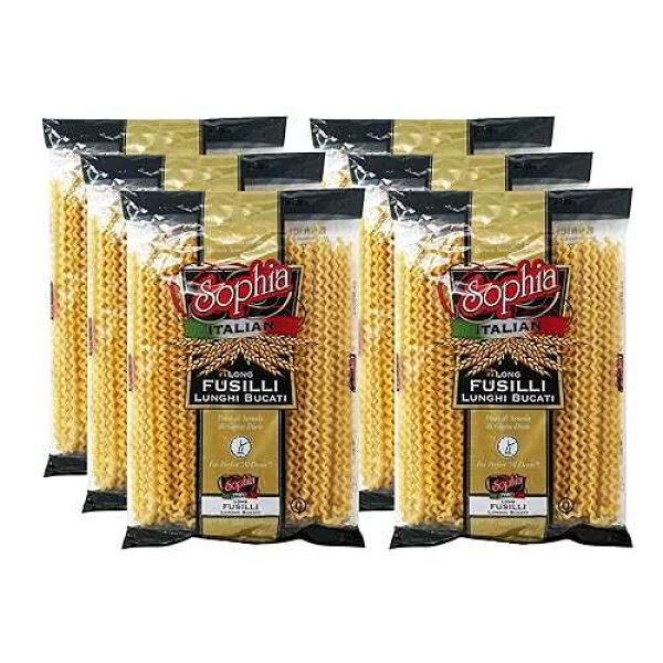 Sophia Long Fusilli Pasta Authentic Italian Fusilli Lunghi, 6-Pack / 12-Inch Giant Spiral Pasta Noodles / Long Fusilli Col Buco Imported from Italy / Gourmet Pasta for Sauces & Italian Recipes