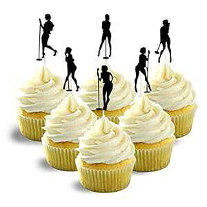 �V���K�[ �V���G�b�g �~���[�W�J�� �O���[�v �J�b�v�P�[�L �g�b�p�[ �J�[�h�X�g�b�N 1 �p�b�N������ 12 �� �J�b�v�P�[�L �J���[ �u���b�N picwrap Singer Silhouette musical group Cupcake Topper Cardstock 12 per