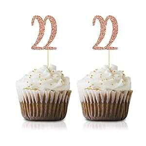 [YS[h 22΂̒aJbvP[Lgbp[ 24pbN 22 Ob^[ nbs[o[Xf[p[eB[JbvP[Lgbp[ fR[V MAGJUCHE Rose Gold 22nd Birthday Cupcake Topper, 24