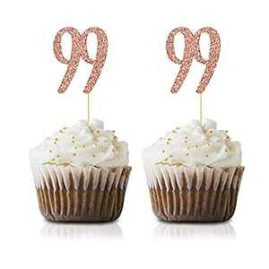 [YS[h 99 ΂̒aJbvP[Lgbp[A24 pbNԍ 99 Ob^[nbs[o[Xf[p[eB[JbvP[Lgbp[AfR[V MAGJUCHE Rose Gold 99th Birthday Cupcake Toppe