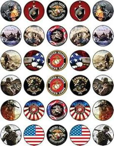 30 x HpJbvP[Lgbp[ACe[}ɂHpP[LfR[VRNV EGn[XV[gŃm[JbgHp Natural Behaviour 30 x Edible Cupcake Toppers Themed of Marines Corps Collecti