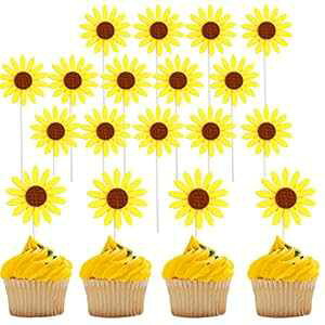 DIYASY Ђ܂JbvP[Lgbp[ 30 Ђ܂P[Lgbp[Lbg Ђ܂ap[eB[fR[Vpip DIYASY Sunflower Cupcake Toppers,30 Pcs Sunflower Cake Topper Kit for Sunflower Birthday P