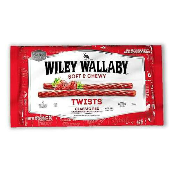 Wiley Wallaby Licorice, Classic Red Twists, 12 Ounce Bag
