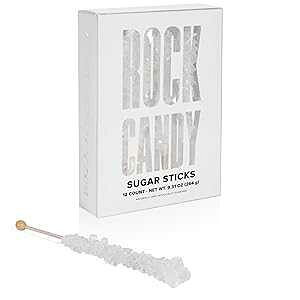 White Rock Candy Sugar Sticks - Original Sugar Flavored - 12 Individually Wrapped White Candy Party Favors Candy Envy White Rock Candy Sugar Sticks - Original Sugar Flavored - 12 Individually Wrapped White Candy Party Fa