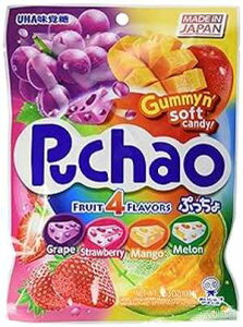 UHAo v`I\tgLfB O~rbg 4ނ̃t[ct[o[ 3.53IX UHA Mikakuto Puchao Soft Candy with Gummy Bits, 4 Fruit Flavors, 3.53 oz