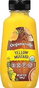 Organicville Yellow Mustard - Mustard Yellow Organic, Yellow Mustard, Vegan, Gluten Free, USDA Organic, Non-GMO, Paleo, Whole 30, Keto-Friendly Mustard - 12 Oz