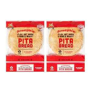 Joseph's Pita Bread Value 2-Pack, Flax Oat Bran and Whole Wheat, 7g Net Carbs per Serving, Fresh Baked (6 per Pack, 18 Pitas Total)