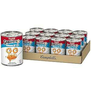 15.8IXi12pbNjASpaghettiOsIWiA to Z̊ʋlpX^AqƑl̂߂̌NIȃXibNA15.8IXʁi12pbNj 15.8 Ounce (Pack of 12), SpaghettiOs Original A to Z's Canned Pasta, Healthy