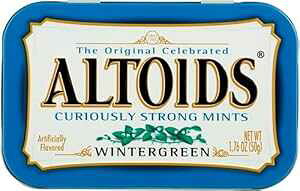 Altoids ウィンターグリーン キャンディー、1.76 オンスのブリキ容器、12 容器/箱 Altoids Wintergreen Candy, 1.76oz Tin Container, 12 Containers/box