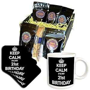 3dRose Keep Calm Its My 21St Birthday �R�[�q�[ �M�t�g �o�X�P�b�g �}���` 3dRose Keep Calm Its My 21St Birthday Coffee Gift Basket, Multi