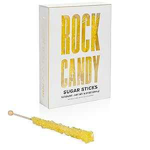 Yellow Rock Candy Sugar Sticks - Banana Flavored - 12 Individually Wrapped Yellow Candy Candy Envy Yellow Rock Candy Sugar Sticks - Banana Flavored - 12 Individually Wrapped Yellow Candy