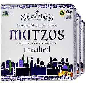Yehuda Unsalted Matzo Thins, 10.5oz (3 Pack) Airy, Crisp & Delicious Matzah Crackers Kosher for Passover